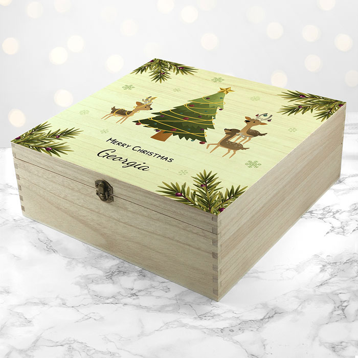 Personalised Playing Reindeers Christmas Eve Box