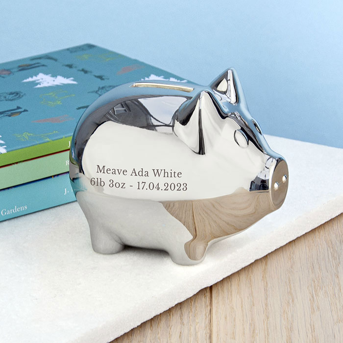 Personalised Silver Plated Piggy Bank