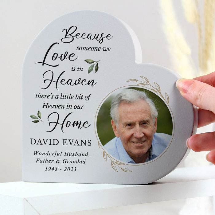 Personalised Botanical Memorial Photo Upload Heart Ornament | Born Gifted