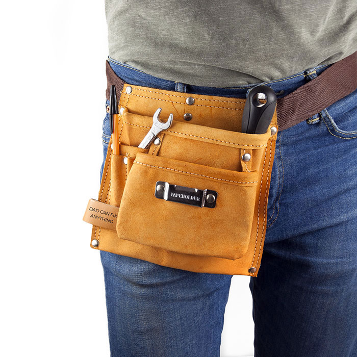 Personalised Dads Six Pocket Leather Tool Belt