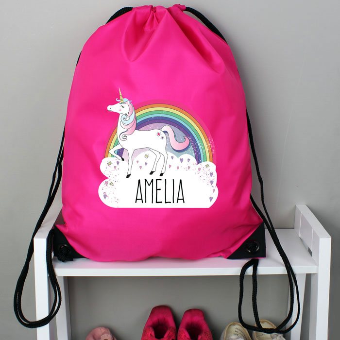Personalised Unicorn Pink PE Kit Bag