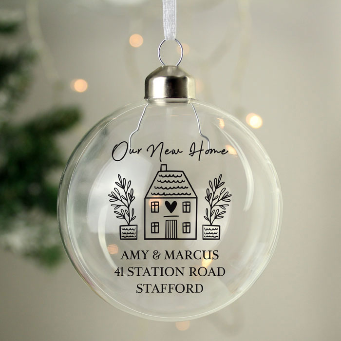 Personalised Home Glass Tree Bauble