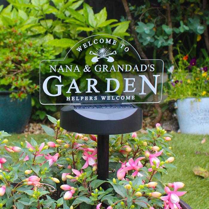 Personalised Garden Sign Outdoor Solar Light Up Plaque