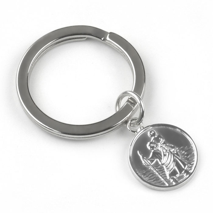 Sterling Silver St Christopher Personalised Keyring