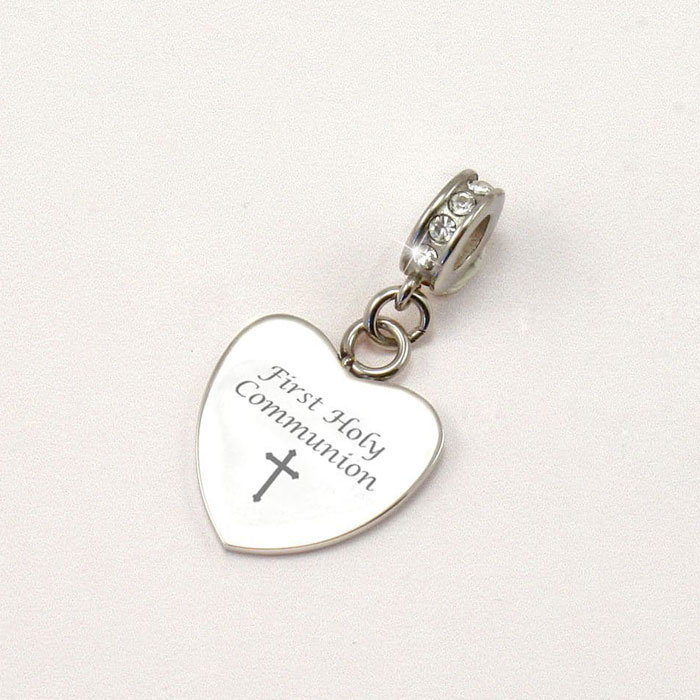 Personalised First Holy Communion Charm With Crystals