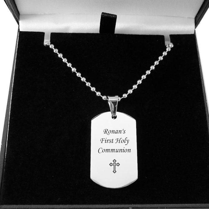 Personalised Communion Dog Tag Necklace
