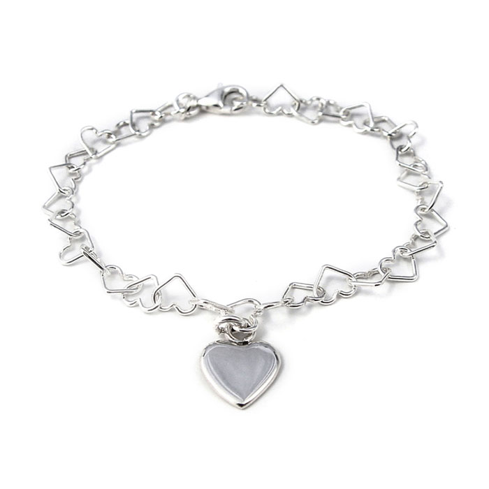 Solid Silver Linked Heart Bracelet by Tales From The Earth