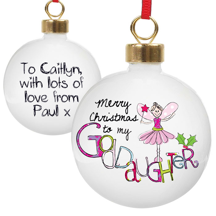 Exclusive Goddaughter Personalised Christmas Tree Bauble