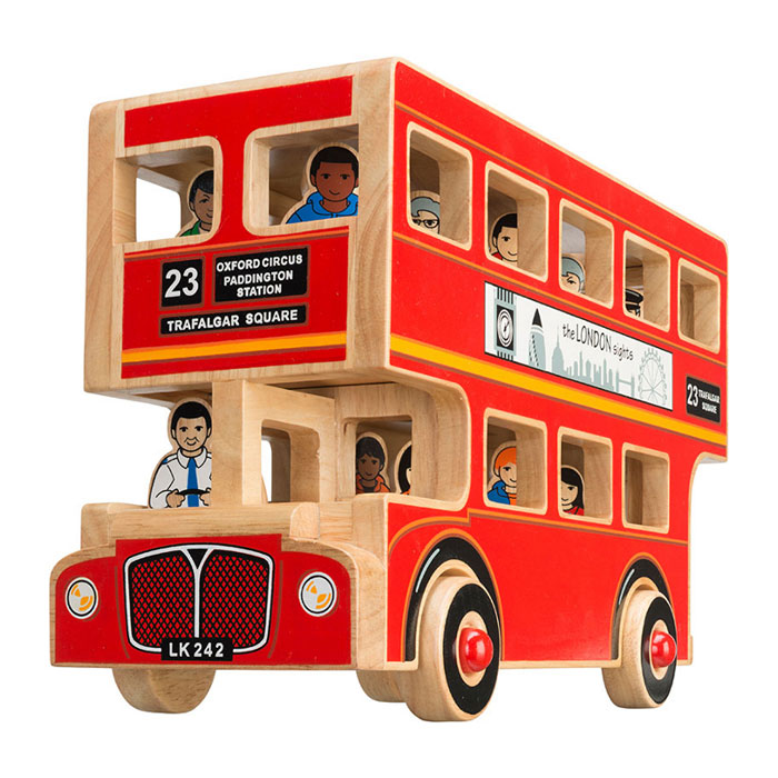 Lanka Kade Fair Trade Wooden Red London Bus Toy With Figures