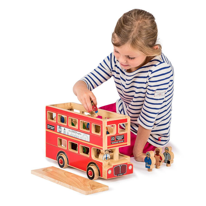 Lanka Kade Fair Trade Wooden Red London Bus Toy With Figures