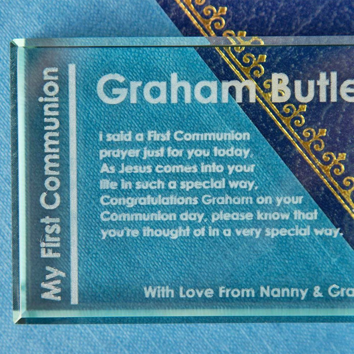 Engraved First Communion Jade Block Eucharist Design