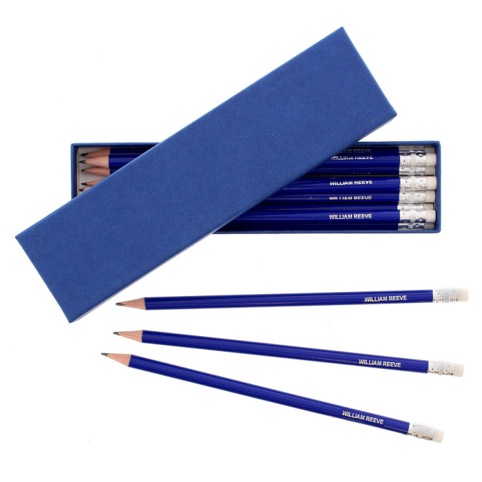 Box of Personalised Blue Pencils