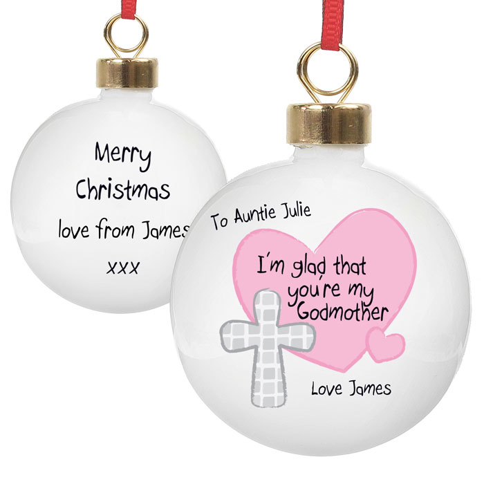 Personalised Godmother Christmas Tree Bauble