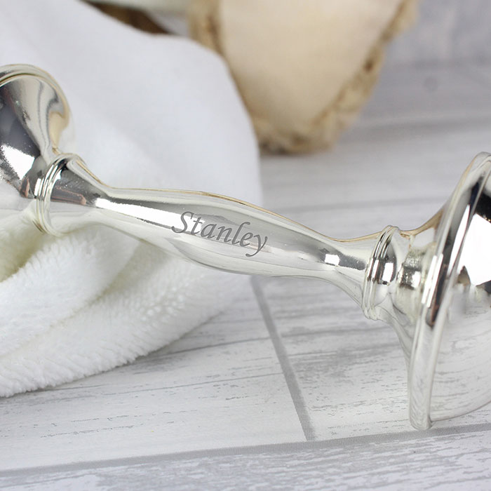 Personalised Silver Plated Baby Rattle