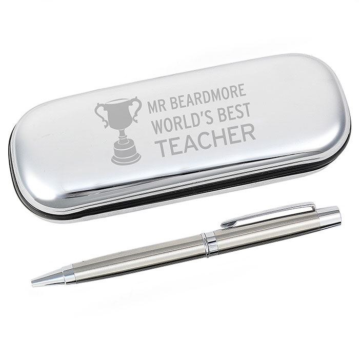 Engraved Teacher Trophy Pen and Box Set