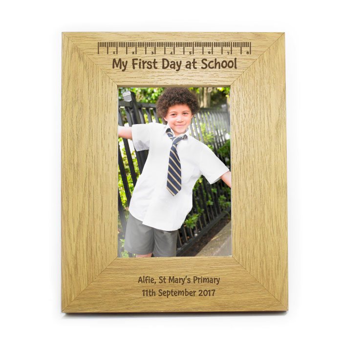 Personalised My First Day At School 6x4 Oak Finish Frame