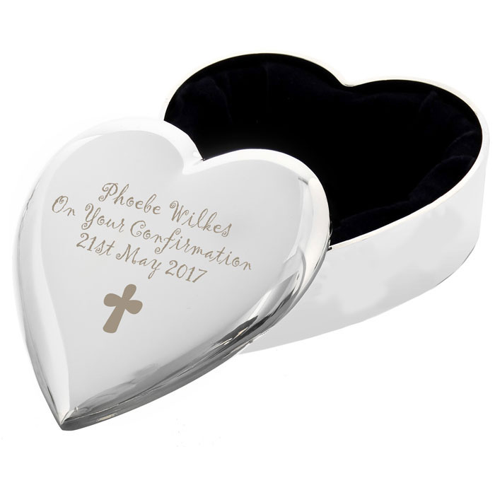 Personalised Heart Shaped Cross Trinket Box