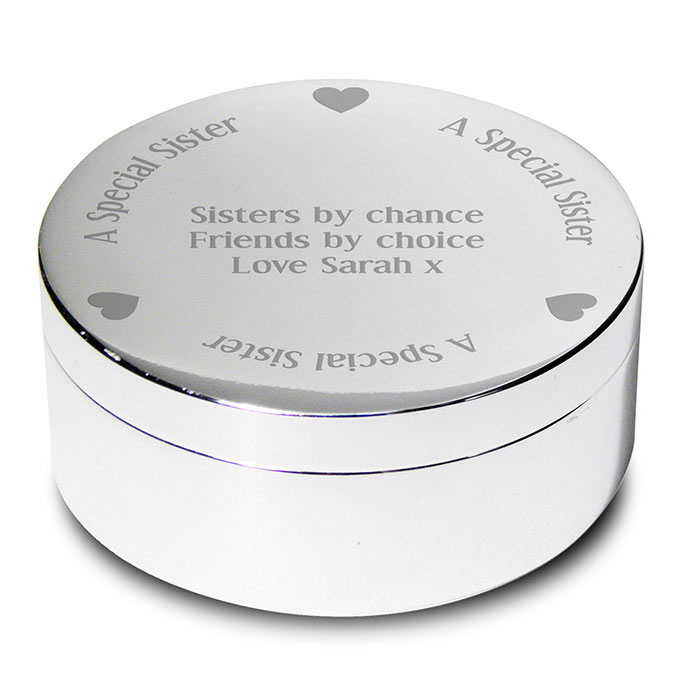 Personalised A Special Sister Round Trinket Box