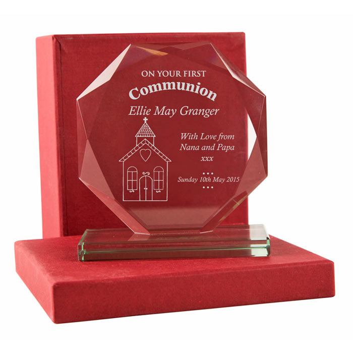 Engraved First Holy Communion Cut Glass Presentation Gift
