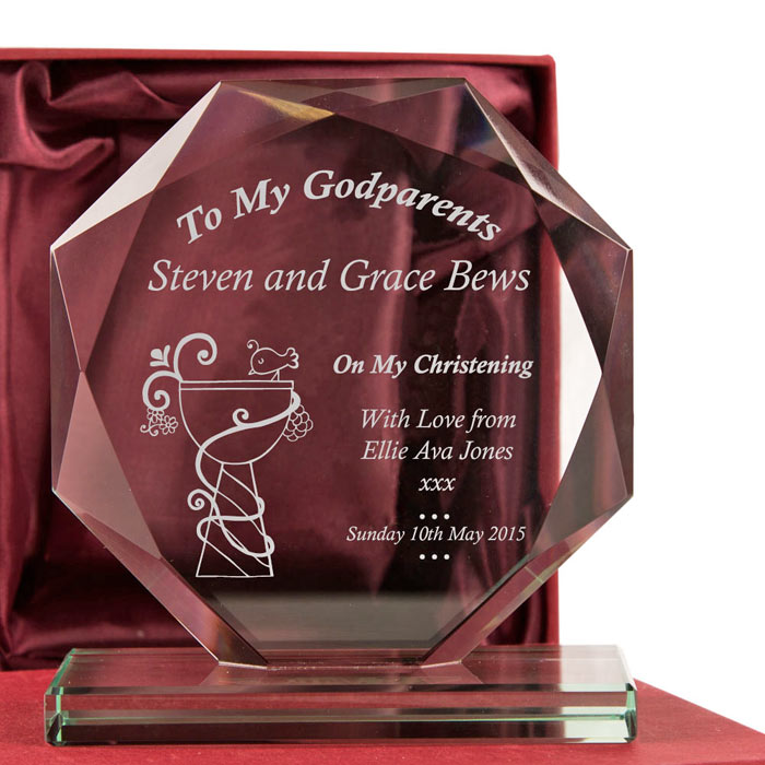 Engraved To My Godparents Cut Glass Presentation Gift