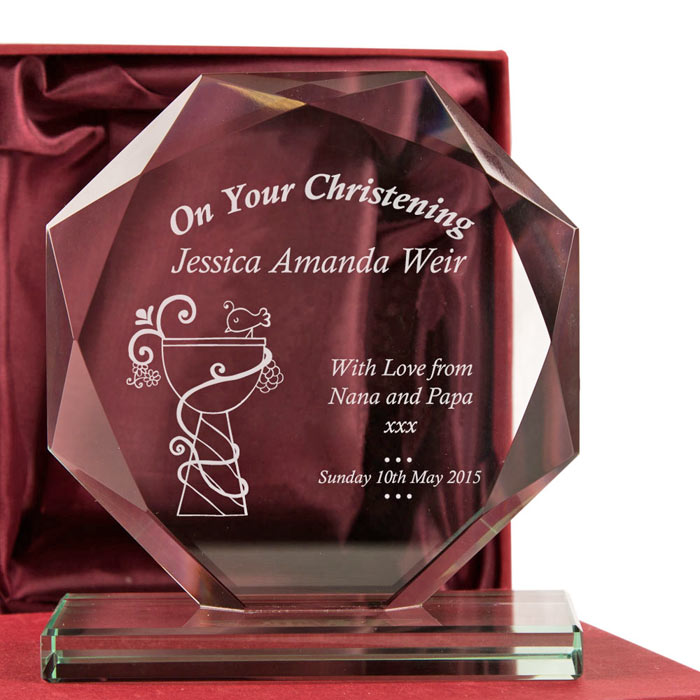 Personalised On Your Christening Cut Glass Gift