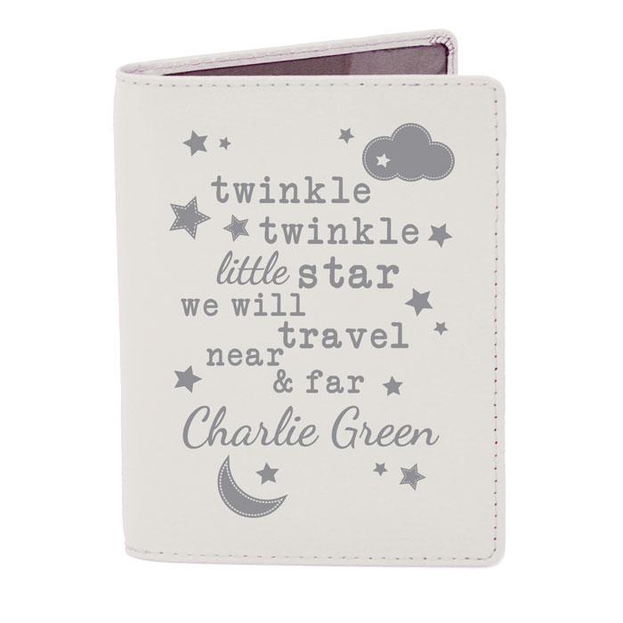 Personalised Twinkle Twinkle Cream Leather Passport Holder