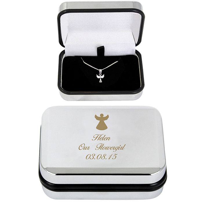 Personalised Silver Plated Angel Necklace and Box