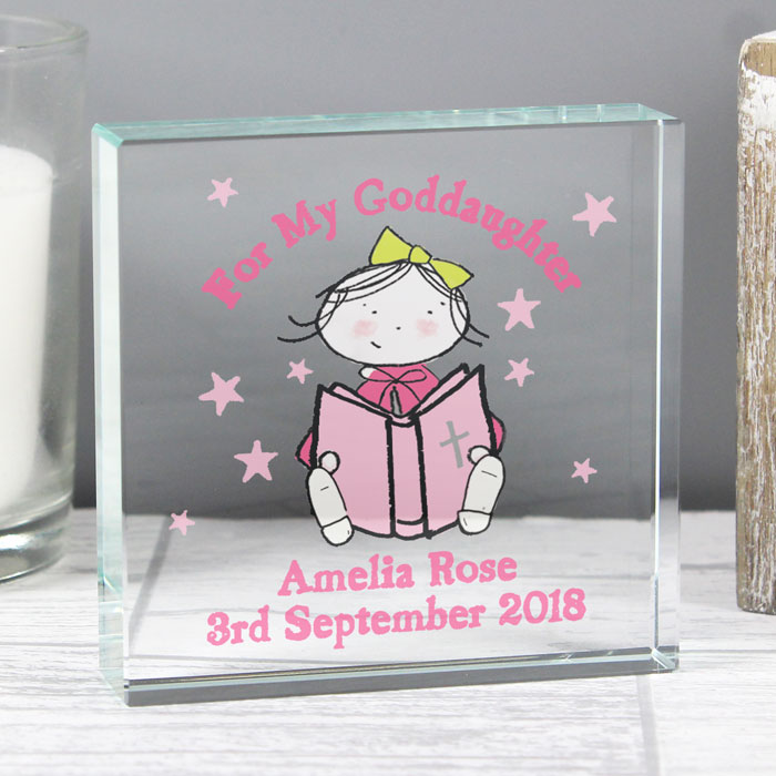 Personalised Christening or Communion Crystal Token For Girl