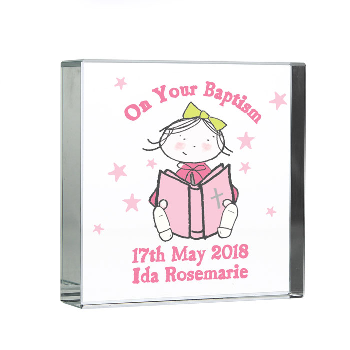 Personalised Christening or Communion Crystal Token For Girl