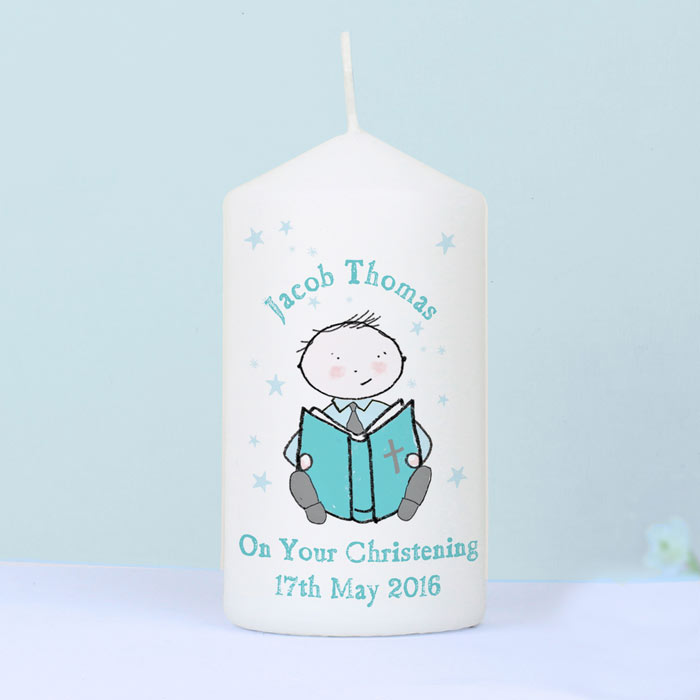 Boys Personalised Christening or Communion Candle