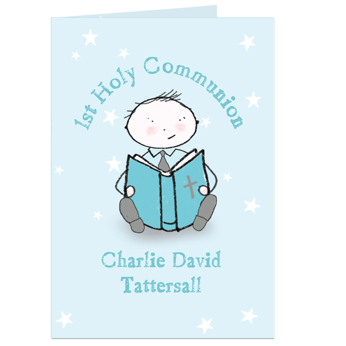 Personalised Christening or Communion Card For Little Boy