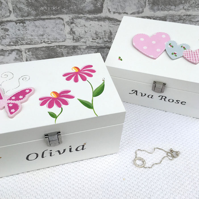 Personalised Hearts Jewellery Box