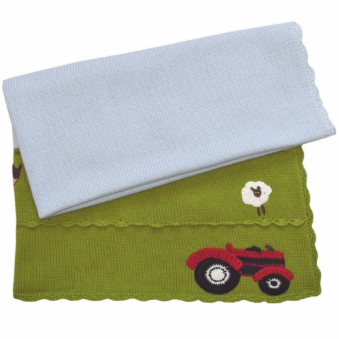 Personalised Embroidered Knitted Farmyard Cot Blanket