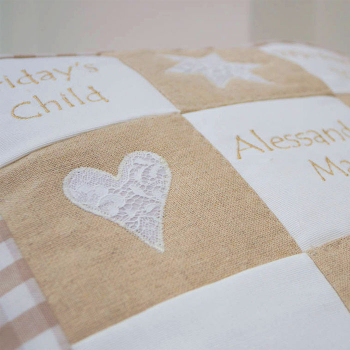 Personalised Embroidered Natural Memory Cushion
