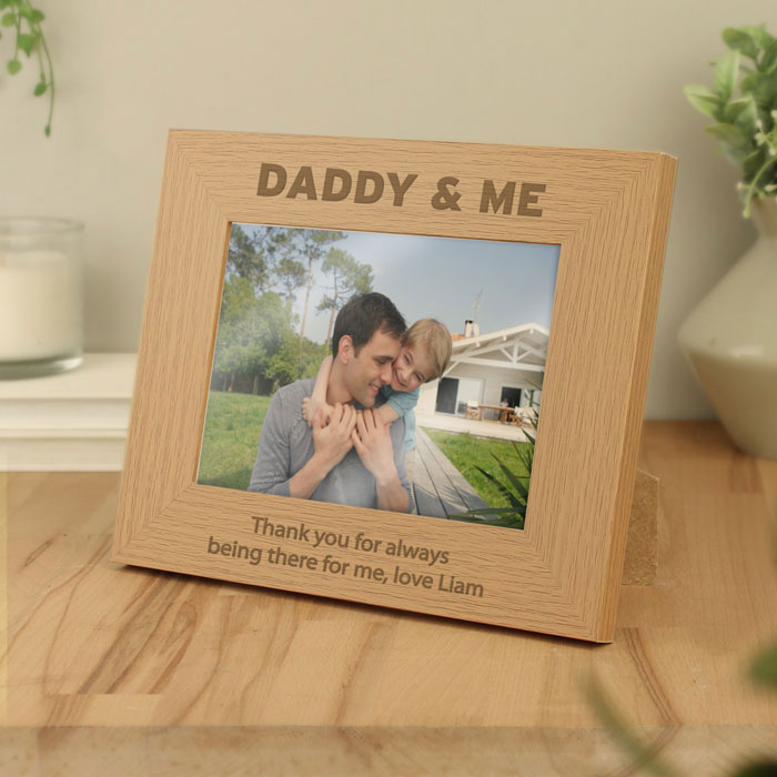 Daddy and Me 5x7 Inch Engraved Wooden Photo Frame