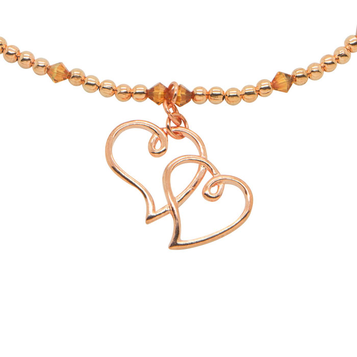 Rose Gold Double Heart Personalised Prom Jewellery Set
