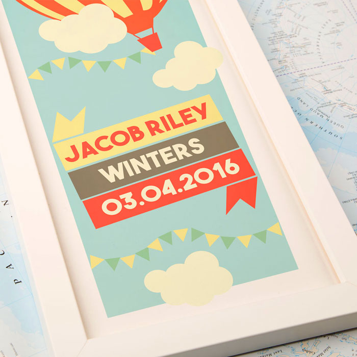 Large Hot Air Balloon Personalised Framed Print