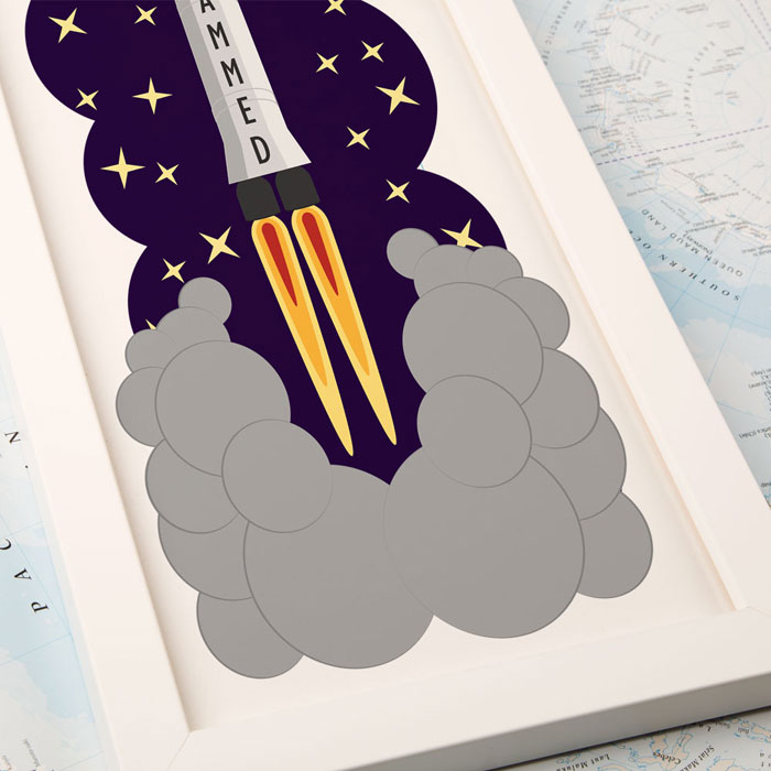 Large Space Rocket Personalised Framed Print