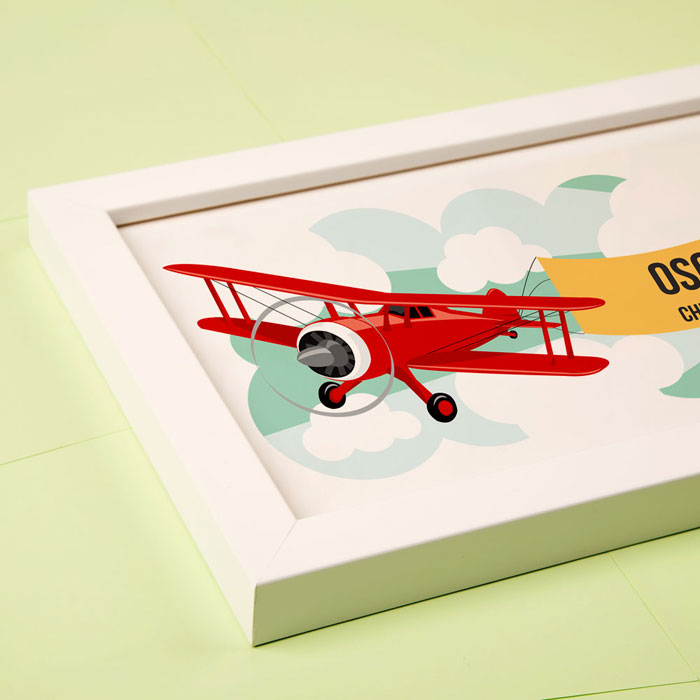 Large Childs Aeroplane Personalised Framed Print