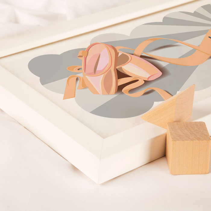 Ballet Shoes Framed Personalised Name Print