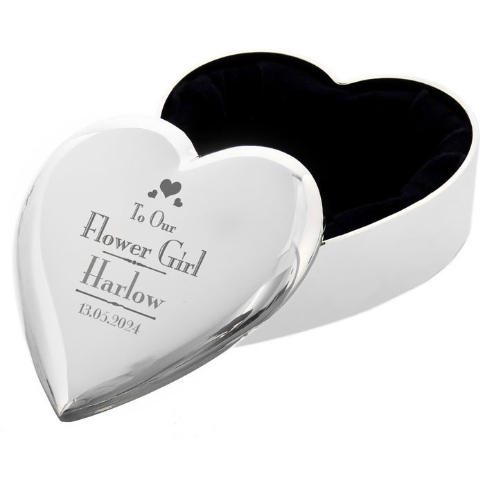 Personalised Decorative Flower Girl Heart Trinket Box