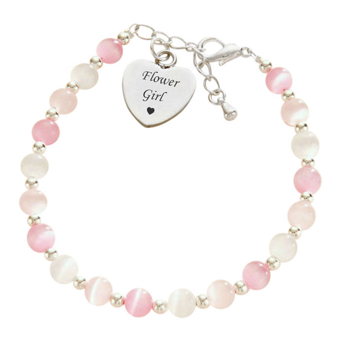Flower Girl or Bridesmaid Bracelet and Engraved Silver Heart