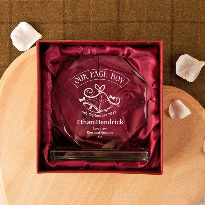 Engraved Our Page Boy Cut Glass Presentation Gift