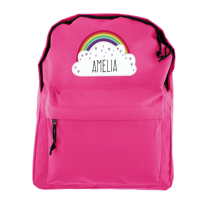 Personalised Rainbow Pink Backpack Bag