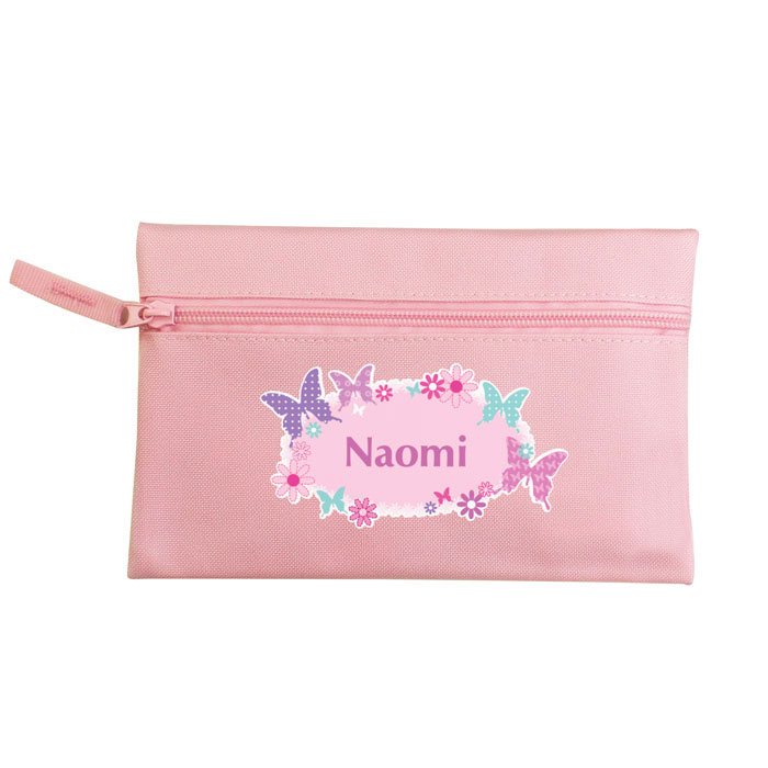 Personalised Pink Butterfly Pencil Case