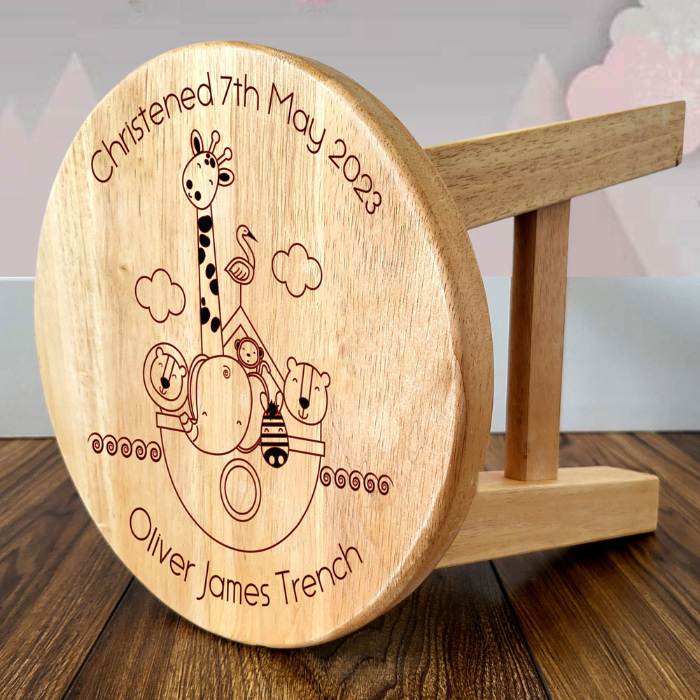 Noahs Ark Personalised Engraved Wooden Stool