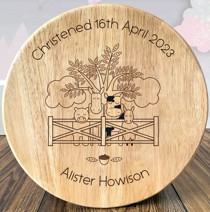 Farmyard Personalised Engraved Wooden Stool