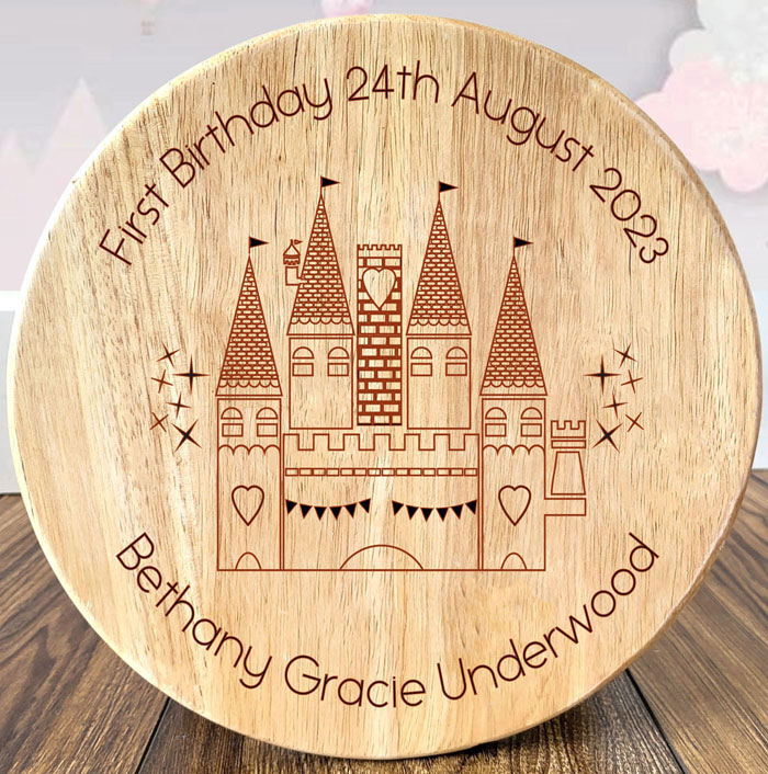 Girls First Birthday Personalised Princess Castle Stool