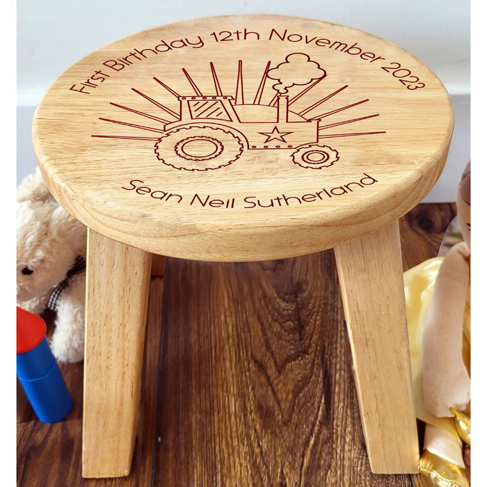 Boys First Birthday Personalised Tractor Stool
