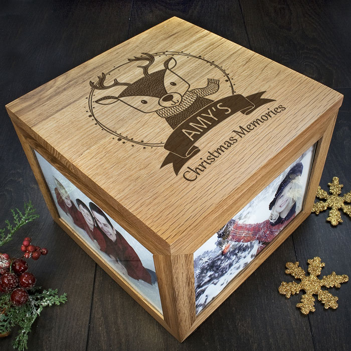 Oak Personalised Woodland Reindeer Christmas Memory Box
